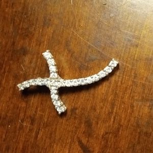 Cross pendant sterling silver cz